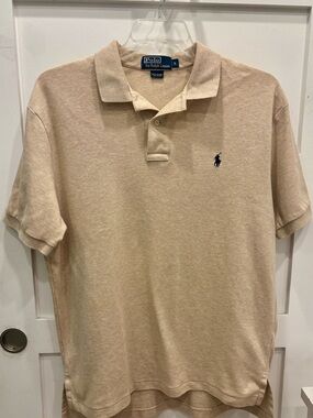 Ralph Lauren Polo Shirt Beige with Navy Logo